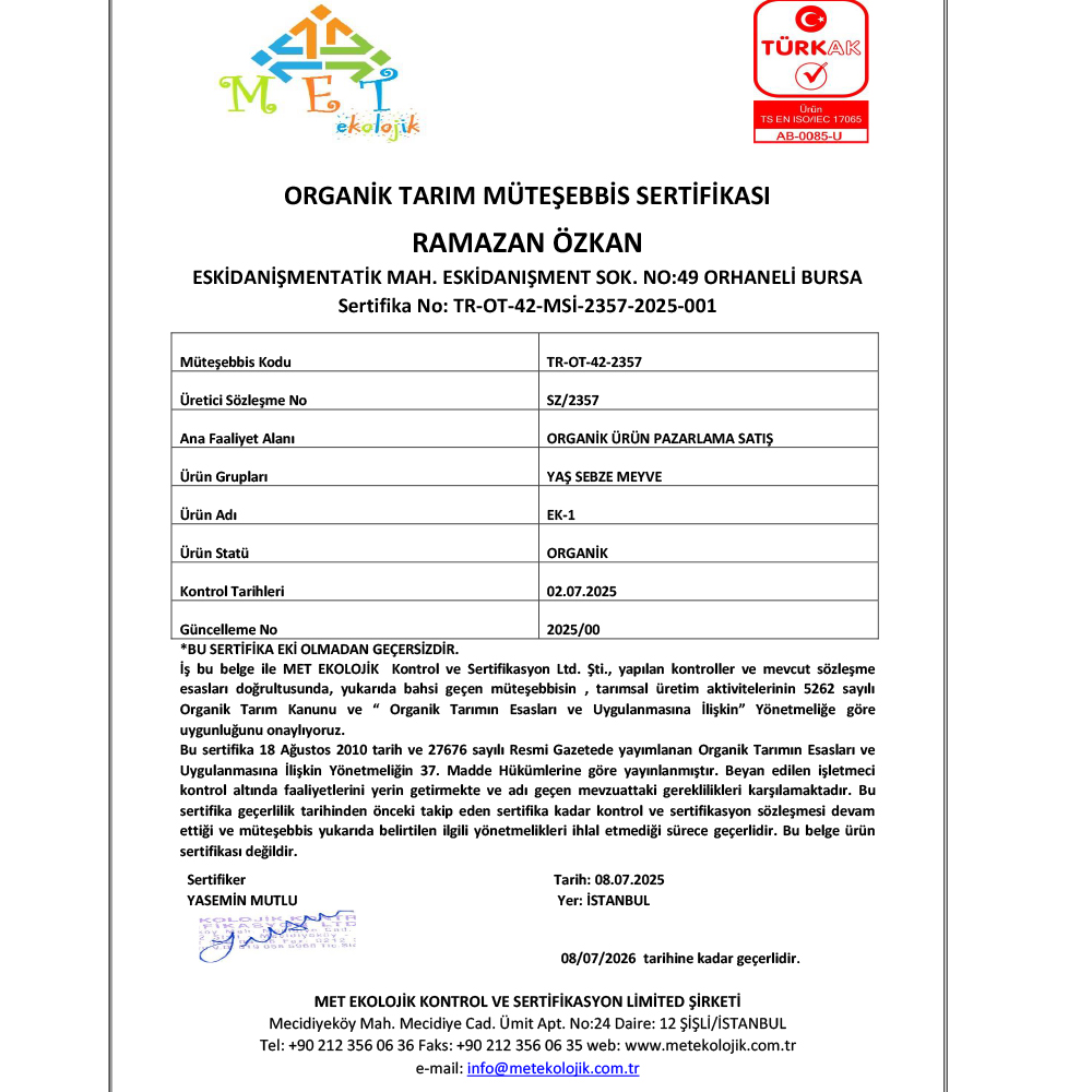 Organik Tere, demet ** Salih Özkan Çiftliği-Bursa