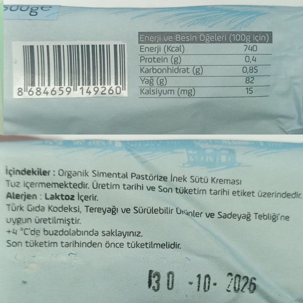 Organik Tereyağ (500gr) MOO
