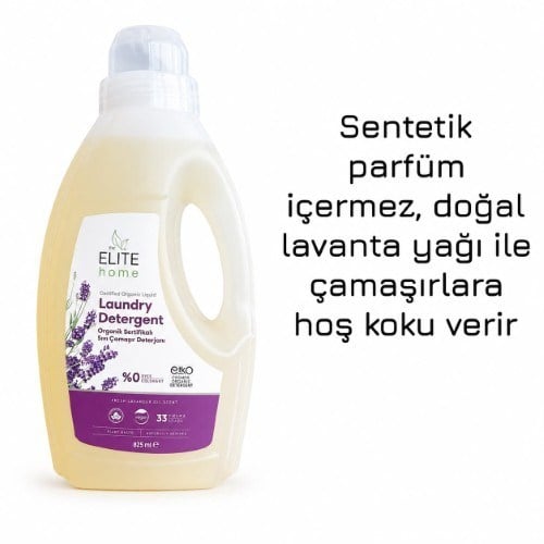 Organik Ve Vegan Sertifikalı Lavanta Yağlı Sıvı Çamaşır Deterjanı (825 ml) The Elite Home