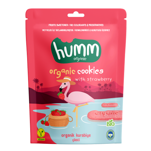 Organik Vegan Çilekli Kurabiye (55 gr) Humm