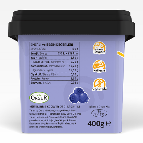 Organik Yaban Mersinli Dondurma (400 gr) Baldo