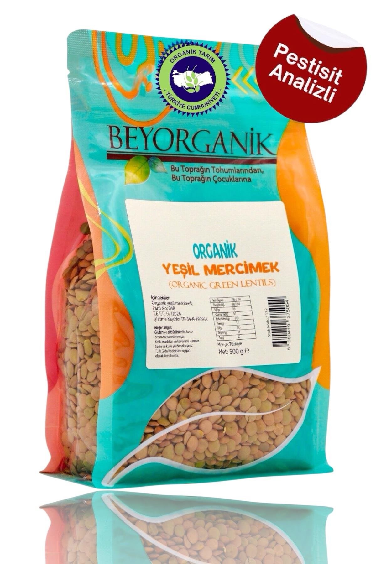 Organik Yeşil Mercimek- Muş (500 gr) Beyorganik(Pestisit ve Aflatoksin Analizli)