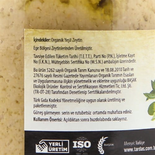 Organik Yeşil Zeytin Ezmesi (180 gr) Egenin