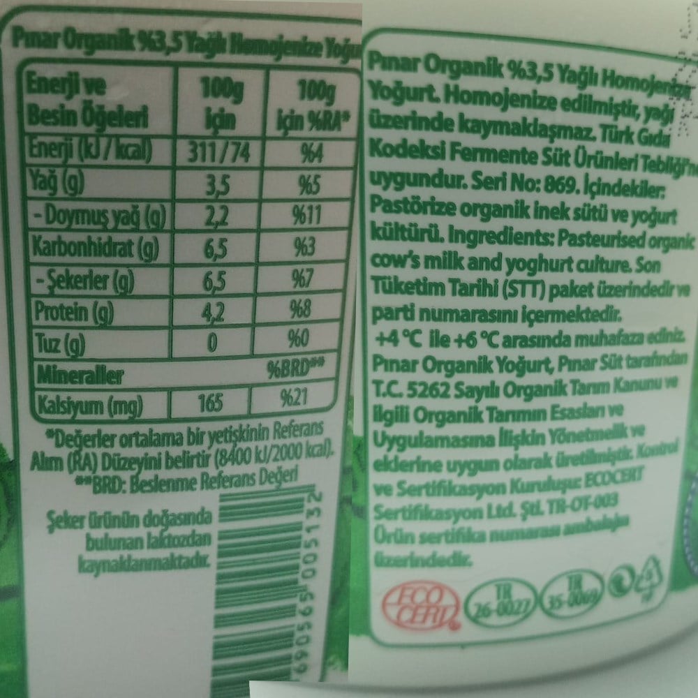 Organik Yoğurt (1 kg) Pınar