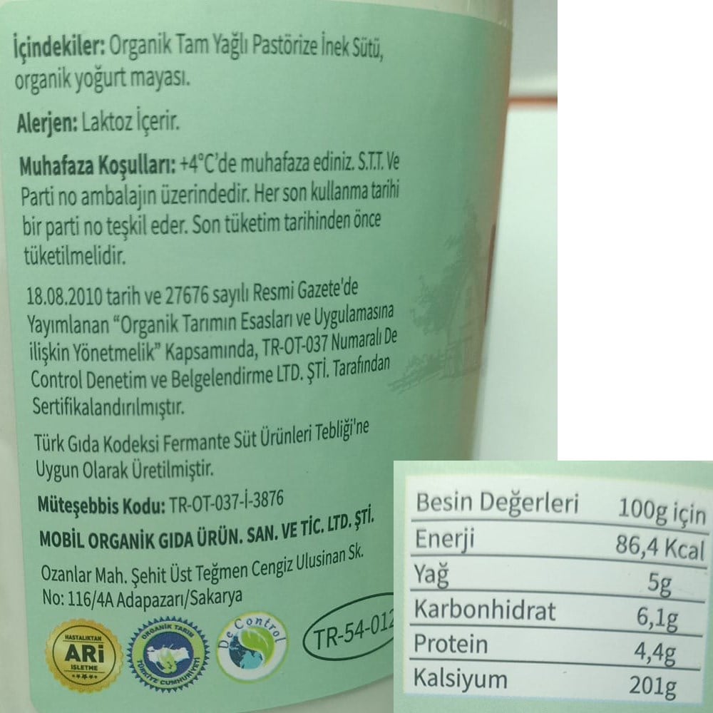 Organik Yoğurt Cam (600gr) MOO