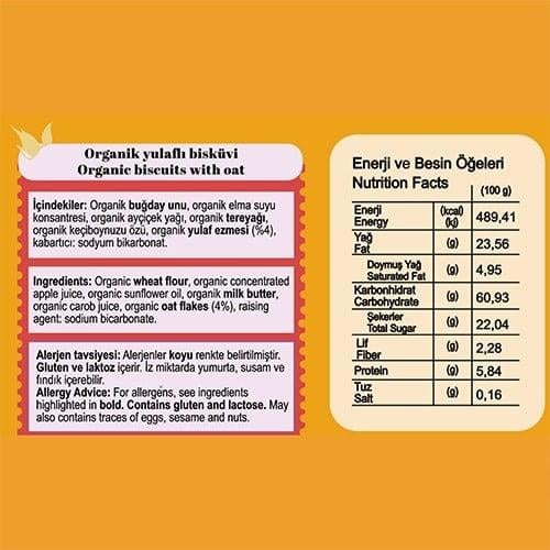 Organik Yulaflı Bisküvi (60 gr) Monn Bio
