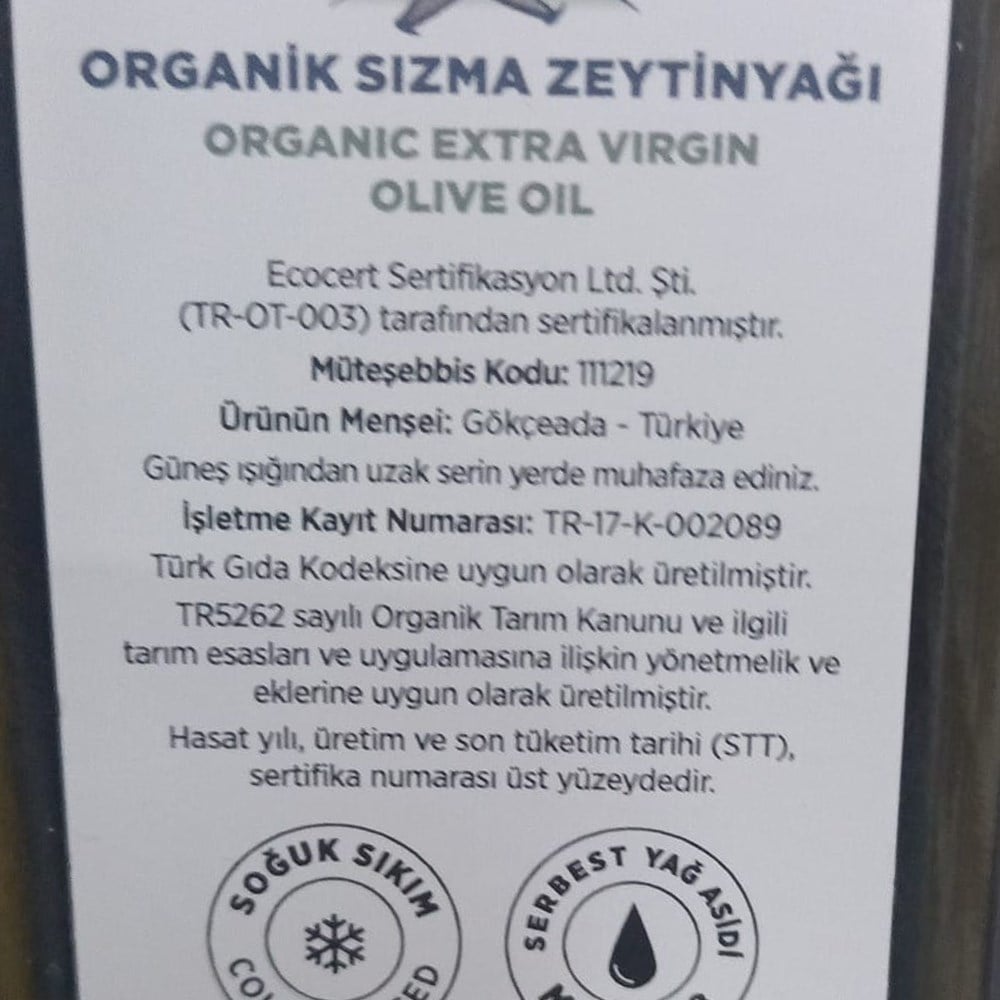 Organik Sızma Zeytinyağı (750 ml) Elta Ada