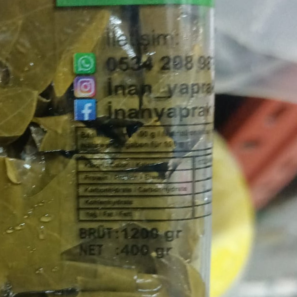 Salamura Yaprak, Tokat - Erbaa (Net 400 GR)