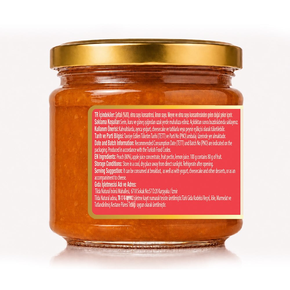Şeftali Marmelatı %80 Meyve (220 gr) Tilda