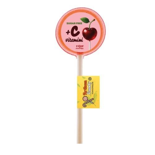 Şekersiz Kristal Lollipop C Vitamini Vişne (adet) Artisan Candy Handmade