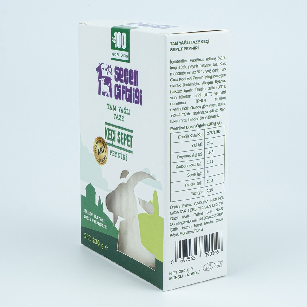 Tam Yağlı Taze Keçi Sepet Peyniri (200 g) Seçen Çiftliği