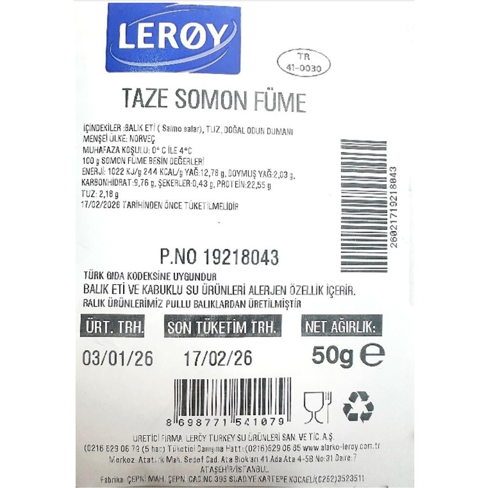 Taze Somon Füme (50 gr), Leroy