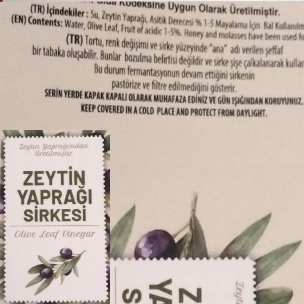 Zeytin Yaprağı Sirkesi (250 ml) Gümöz Kadın Kooperatifi