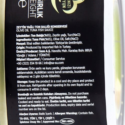 Zeytinyağlı Ton Balığı (160 gr) Sasu