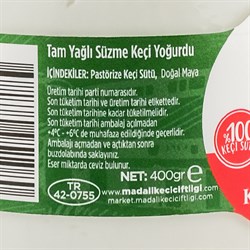 %100 Keçi Süzme Yoğurt (400 gr) Madalı