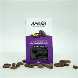 %85 Bitter Çikolata Kaplı, Antepfıstığı Dolgulu Hurma (150 gr) Aroha görseli.