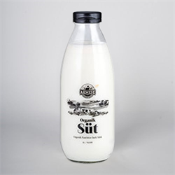 Akmeşe Organik Simental Pastörize Süt (1 lt Cam Şişe)