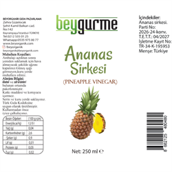 Ananas Sirkesi (250ml) (PESTİSİT ANALİZLİ) Beygurme