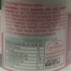 Ayran, Cam Şişe (245 ml) ÖzerHisar