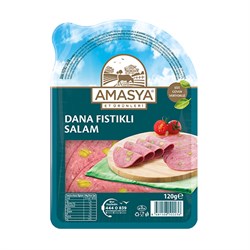 Dana Dilimli Fıstıklı Salam (120 gr) Amasya Et Ürünleri görseli.