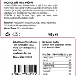 Jersey Krem Fit Light Yoğurt (400gr) Shemsa Naturals Locavore