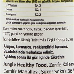 Kişnişli Ekşi Lahana Suyu (250 ml) Jungle