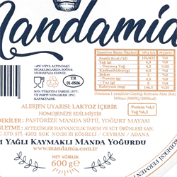Manda Yoğurt,Cam Kase (600 gr) Mandamia