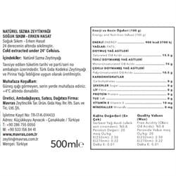 Natürel Sızma Zeytinyağı, Erken Hasat, Soğuk Sıkım (500 ml) Mavras