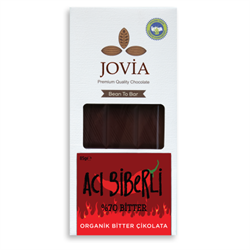 Organik %70 Bitter Acı Biberli Çikolata (85 gr) Jovia görseli.