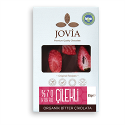 Organik %70 Bitter Çilekli Çikolata (85 gr) Jovia görseli.