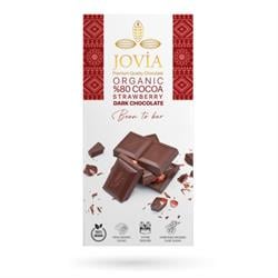 Organik %80 Bitter Çilekli Çikolata (85 gr) Jovia görseli.