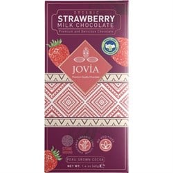 Organik Çilekli Sütlü Çikolata (40 gr) Jovia görseli.