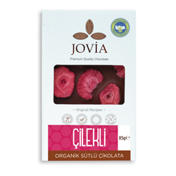 Organik Çilekli Sütlü Çikolata (85 gr) Jovia görseli.