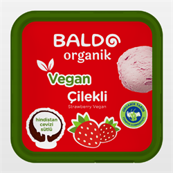 Organik Çilekli Vegan Dondurma (400 gr) Baldo