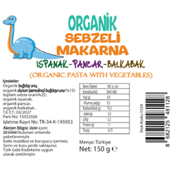 Organik Çocuk Makarna Ispanak-Pancar-Balkabağı (150 gr) Beyorganik