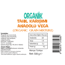 Organik Çorbalık Tahıl Karışımı-Anadolu-Vega (500 gr) Beyorganik(Pestisit ve Aflatoksin Analizli)