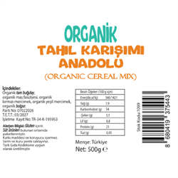Organik Çorbalık Tahıl Karışımı - Anadolu (500 gr) Beyorganik(Pestisit ve Aflatoksin Analizli)