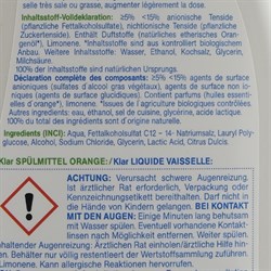 Organik Elde Bulaşık Yıkama Sıvısı, Portakal Kokulu (1,5 litre) Klar