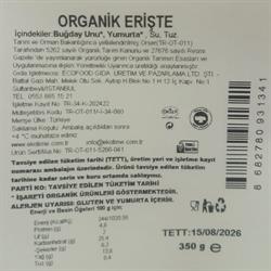 Organik Erişte (350 gr) Ekotime