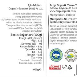Organik Geleneksel Domates Sosu (600 gr) Farge Organik