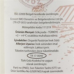 Organik Günlük Pastörize Süt, Ada (1 Litre)