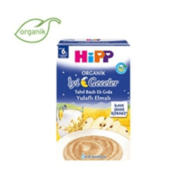 Organik İyi Geceler Sütlü ve Yulaflı Elmalı Ek Gıda (250 gr) Hipp görseli.