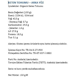 Organik Keten Tohumu (150 gr) Happy Life