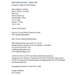 Organik Köftelik Bulgur (500 gr) Happy Life