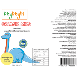 Organik Miks Baby, Minik Dinozor Gücü +1 Yaş Şurup (200 ml) Beybeybi (Pestisit ve Aflatoksin Analizli)