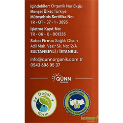 Organik Nar Ekşisi (250 Ml) Qünn