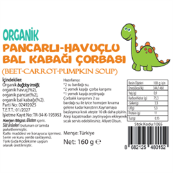 Organik Pancarlı Havuçlu Bal Kabağı Çorbası (160 gr) Beyorganik(Pestisit ve Aflatoksin Analizli)
