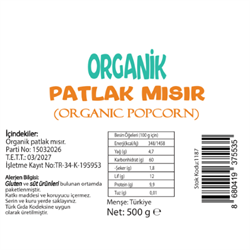 Organik Patlak Mısır (500 gr) Beyorganik(Pestisit ve Aflatoksin Analizli)
