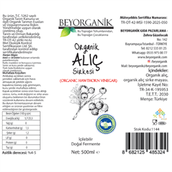 Organik Sirke Alıç (500 ml) Beyorganik(Pestisit ve Ağır Metal Analizi)