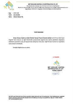 Organik Soğuk Sıkım Sızma Zeytinyağı  (500 ml ) Green Amour